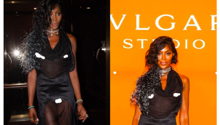 Photos : Naomi Campbell expose ses s€ins et son dessous dans une robe transparente