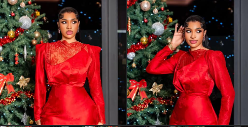 Noël : Lady Diama éblouissante dans une robe rouge