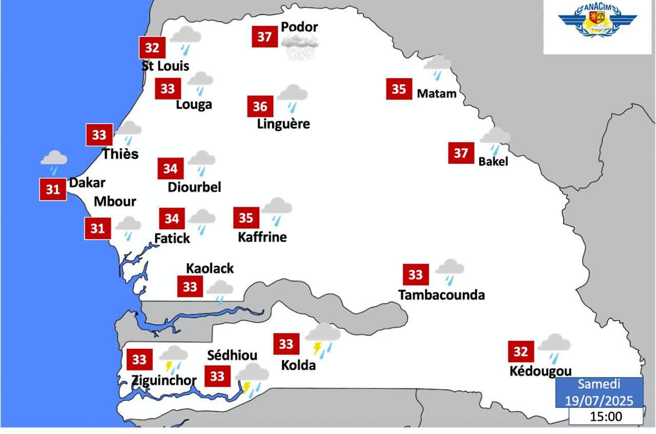 Météo : des précipitations prévues sur Dakar, Thiès, Ziguinchor…