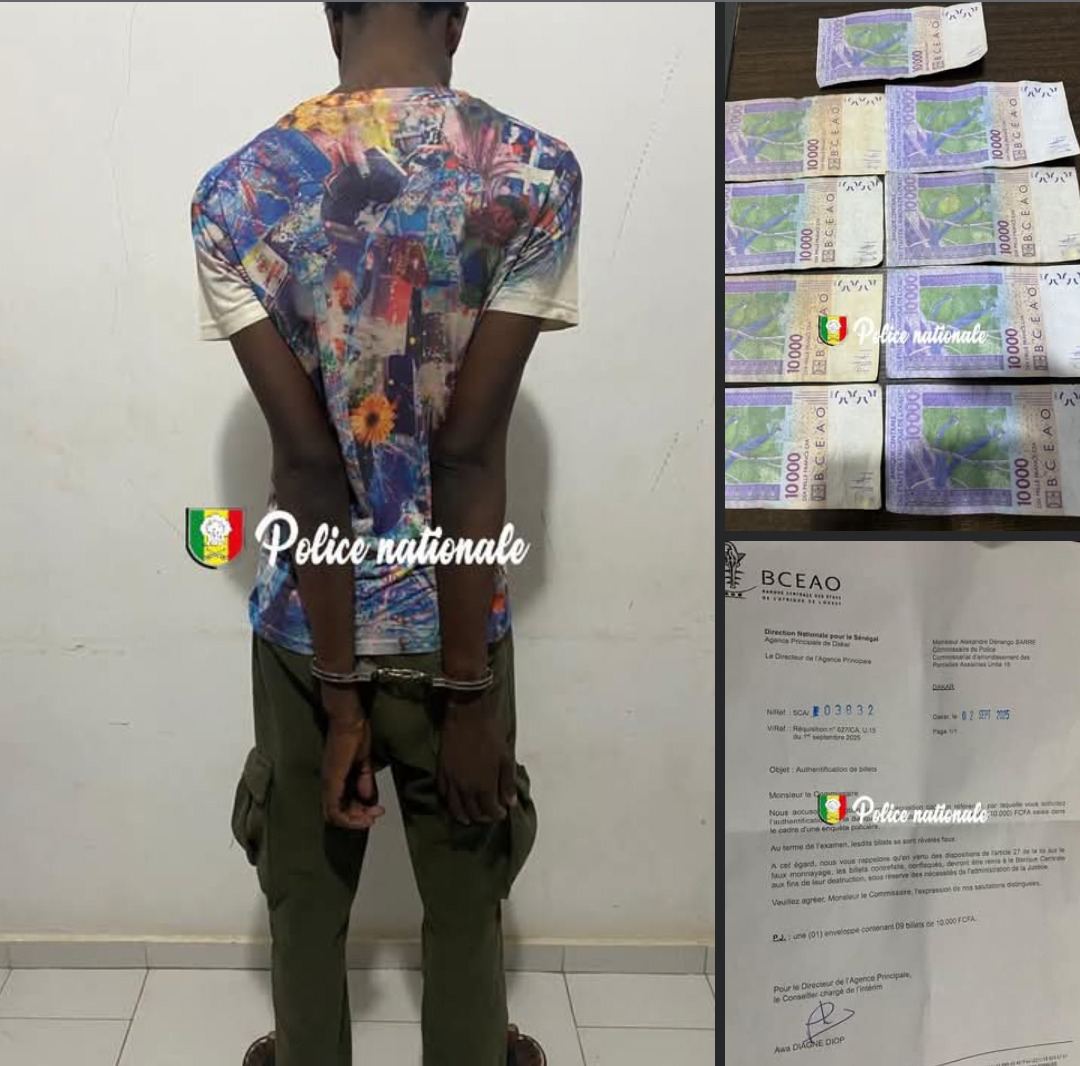 Parcelles Assainies : arrestation d’un individu avec 90 000 F CFA en faux billets