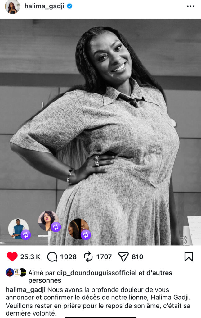 Décès de Halima : Sa famille fait un post important sur son compte Instagram
