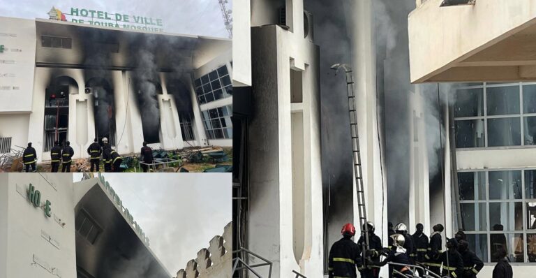 Incendie à la mairie de Touba : les sapeurs-pompiers mobilisés face à d’importantes flammes…